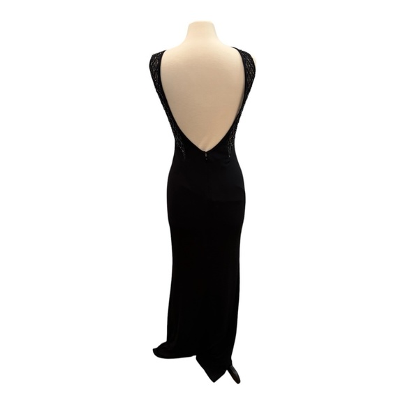 WMNS Basix Black Label Black Evening Gown with Beaded Neckline - Picture 5 of 9